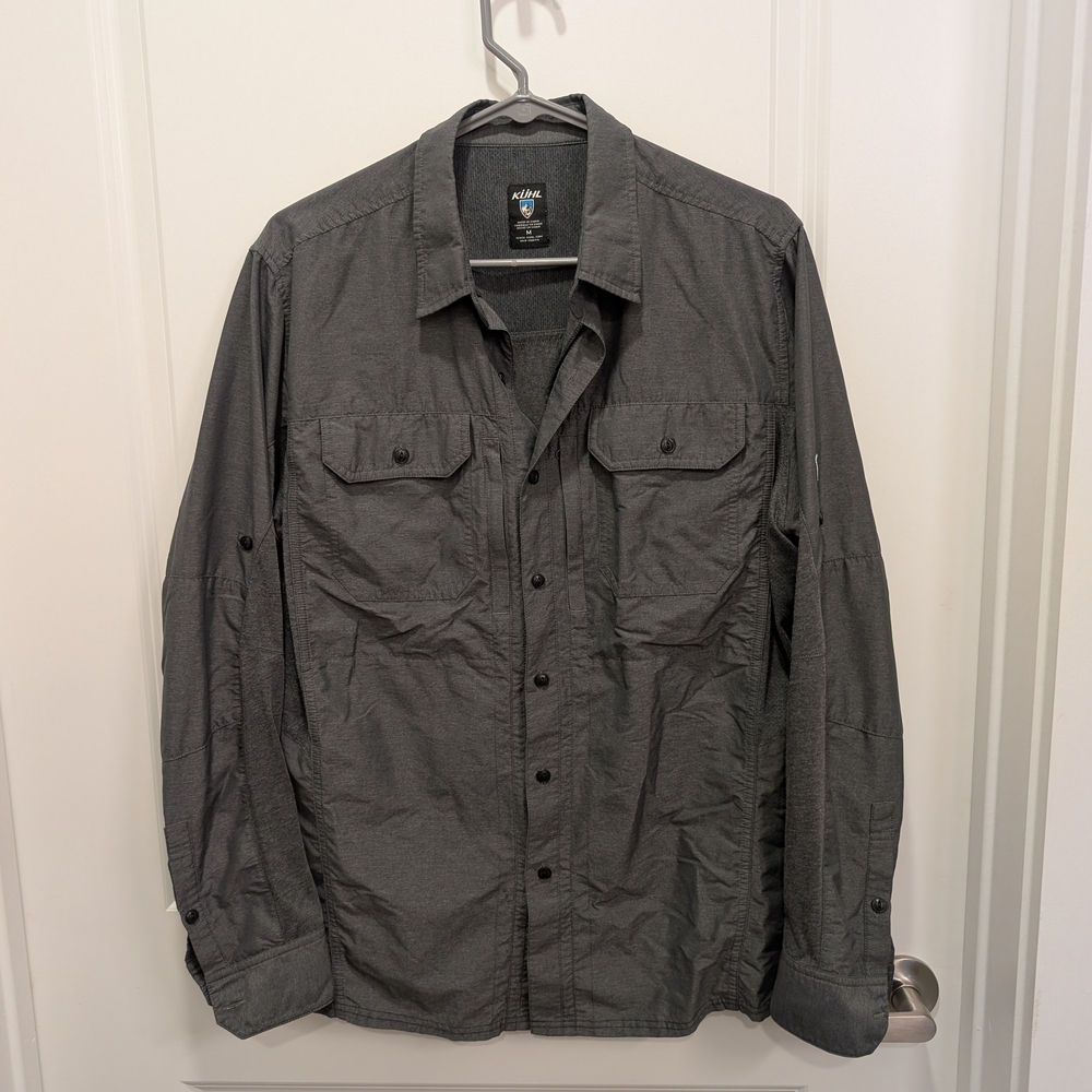Kuhl Airspeed Charcoal Button-Up Shirt Size Medium Hiking Active Shirt